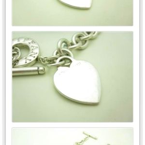 Tiffany & Co Sterling Silver Heart Tag Toggle Necklace 16.5"in